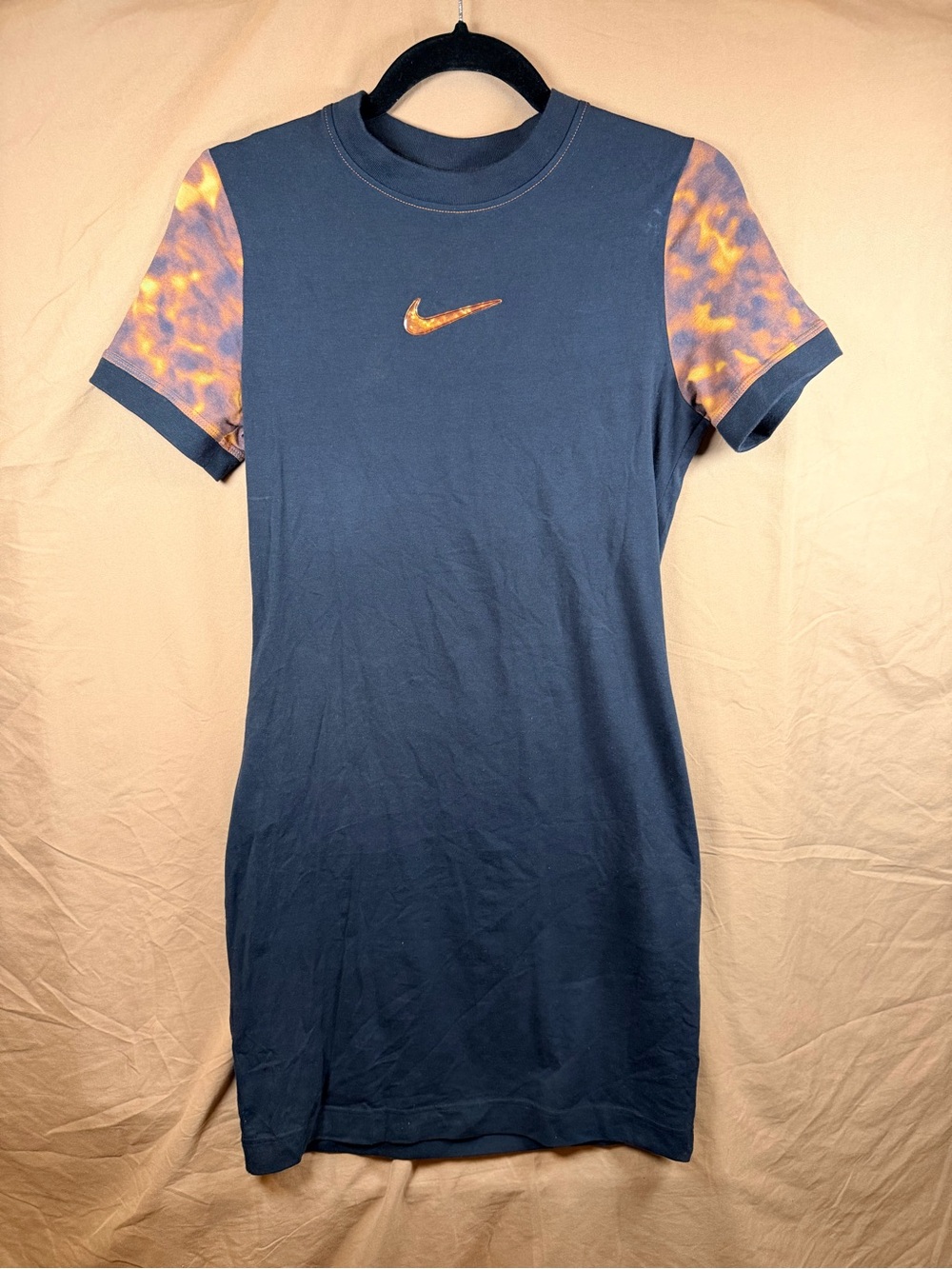 Nike Y2K Mini T Shirt Dress Tie Dye Swoosh Sporty Streetwear Blue M